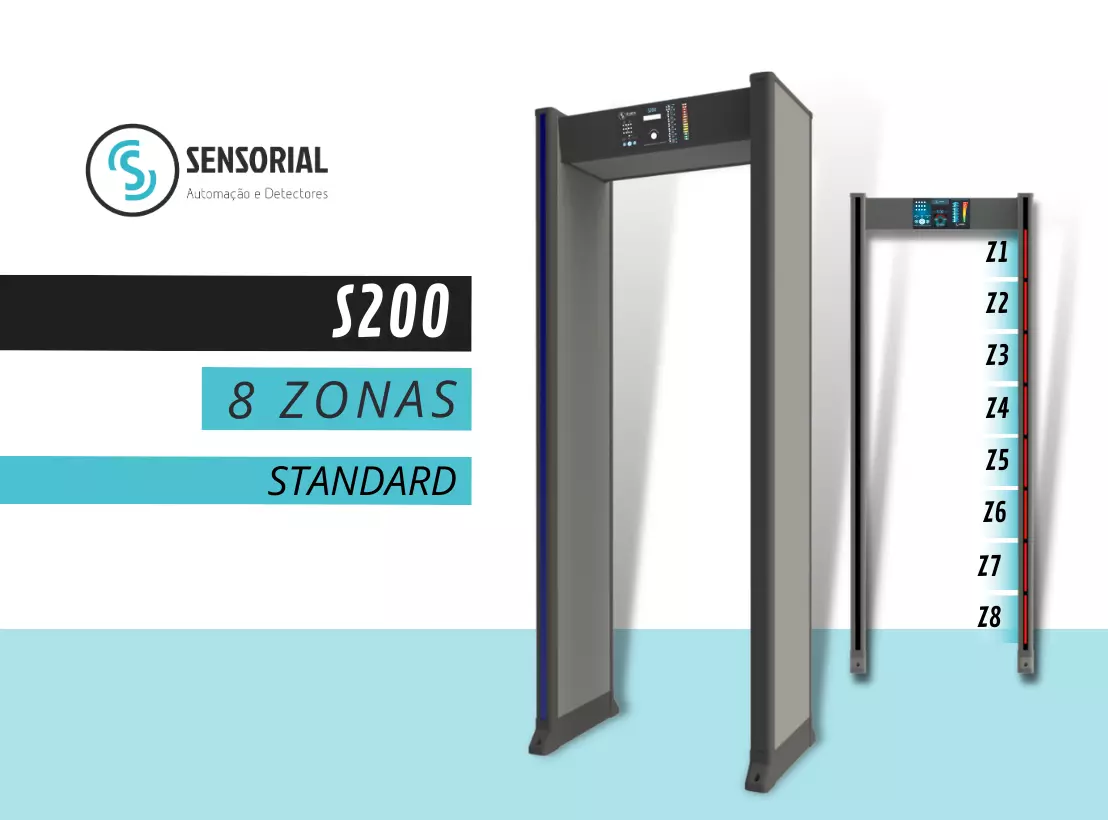 PORTAL S200 - 8 ZONAS STANDARD | Portal Detector de Metais com 8 Zonas
